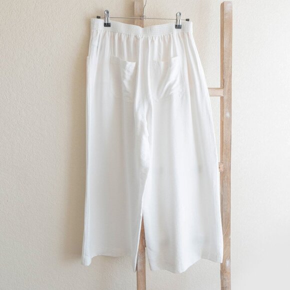 VERA WANG PANTS SZ M WHITE CULOTTE TROUSERS WIDE LEG CROPPED FLOWY - Picture 3 of 8